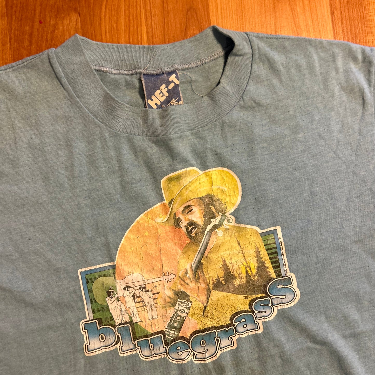 80’s HefT TeeJays Bluegrass Music Light Blue Tshirt - Medium - 20" x 25"