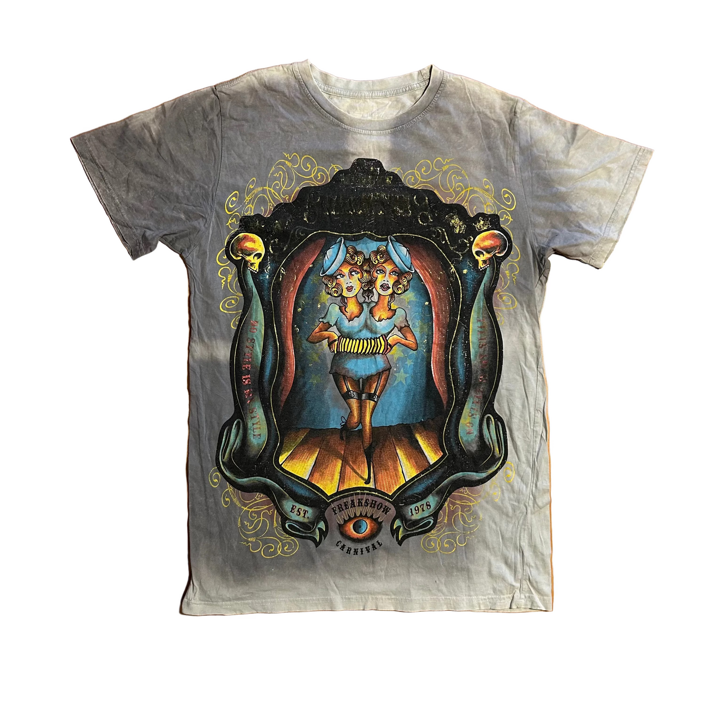 Freakshow Carnival Tie Dye Grey Tshirt - Medium - 20" x 30"
