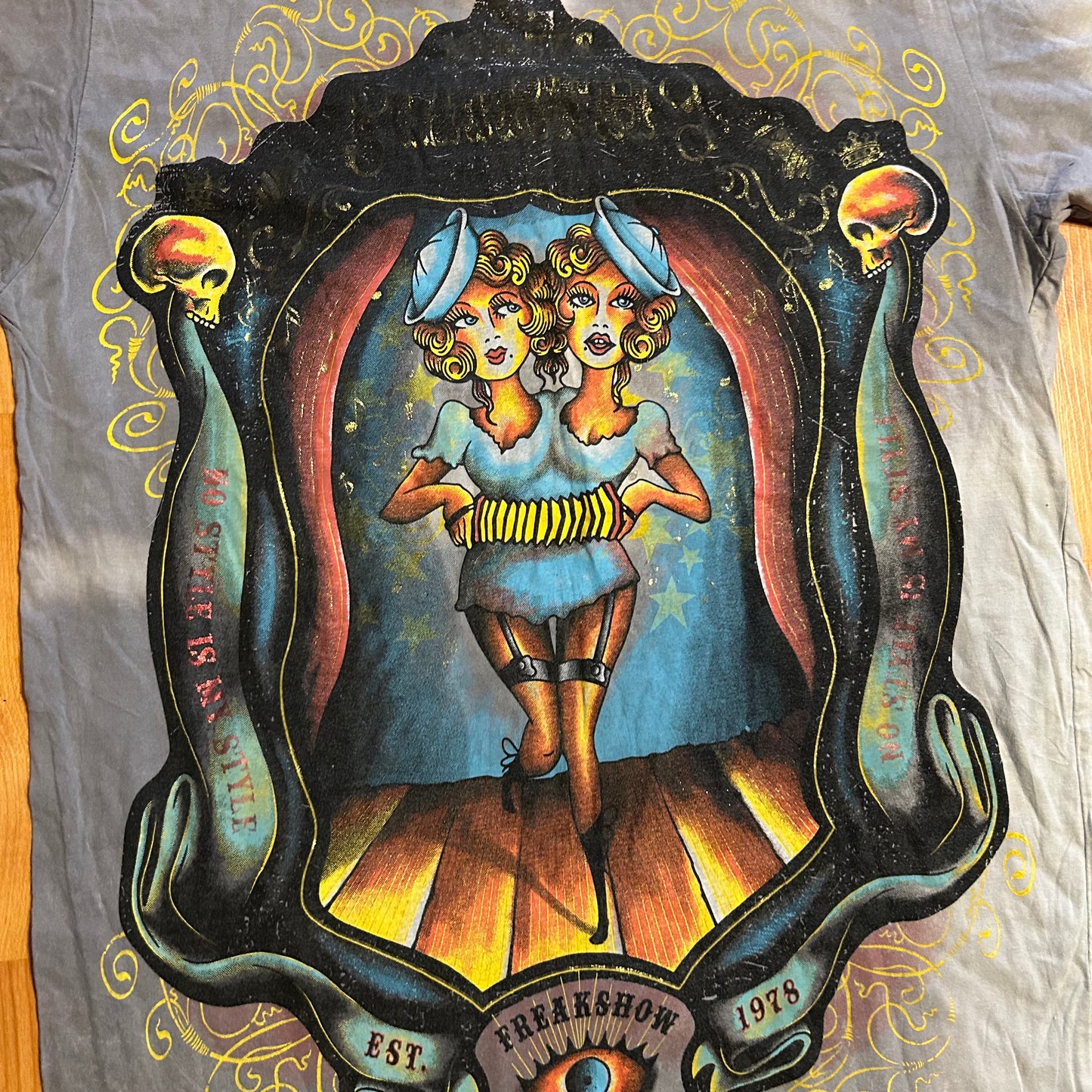 Freakshow Carnival Tie Dye Grey Tshirt - Medium - 20" x 30"