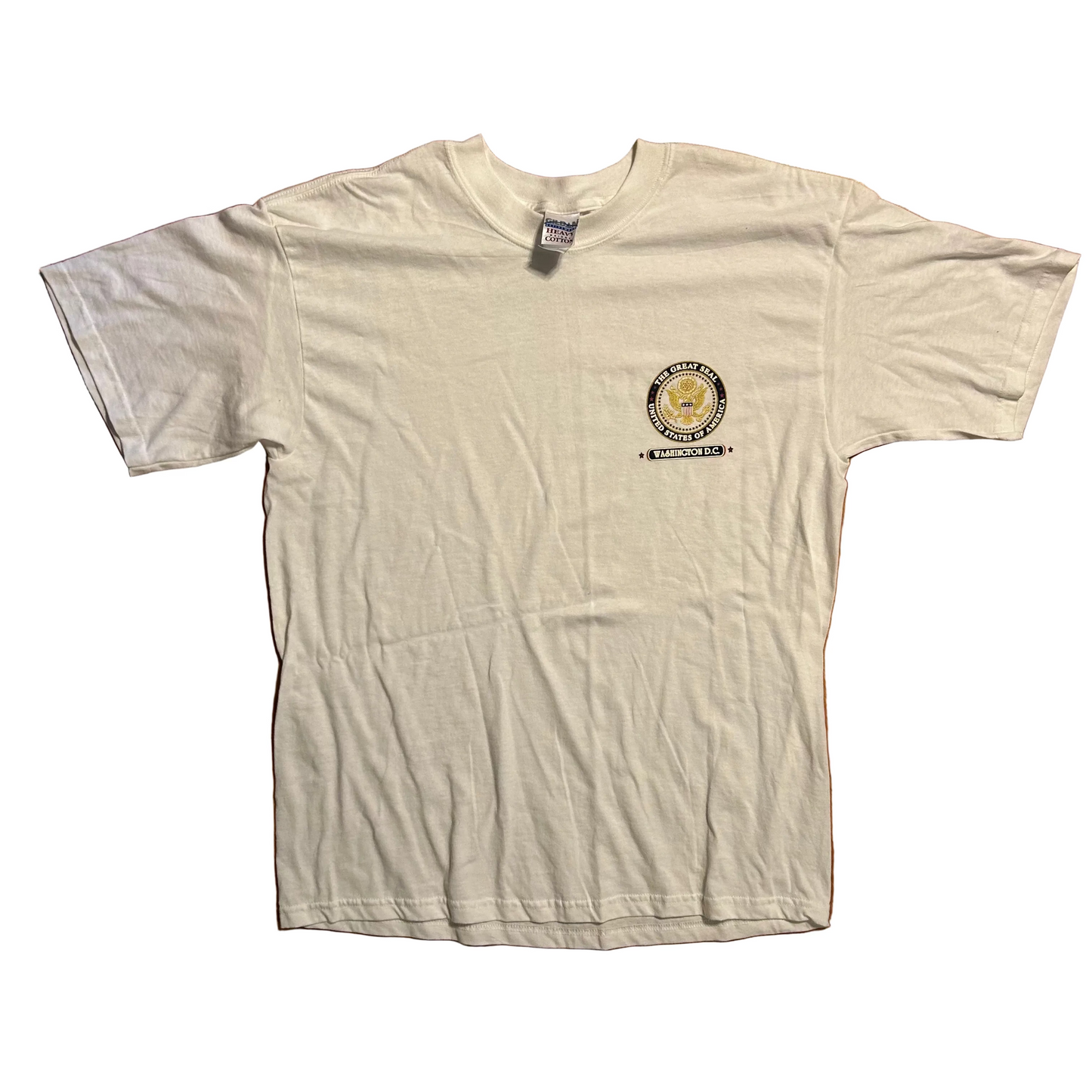 Gildan Heavy Cotton United States of America Great Seal Washington DC White Tshirt - Large - 22" x 30"