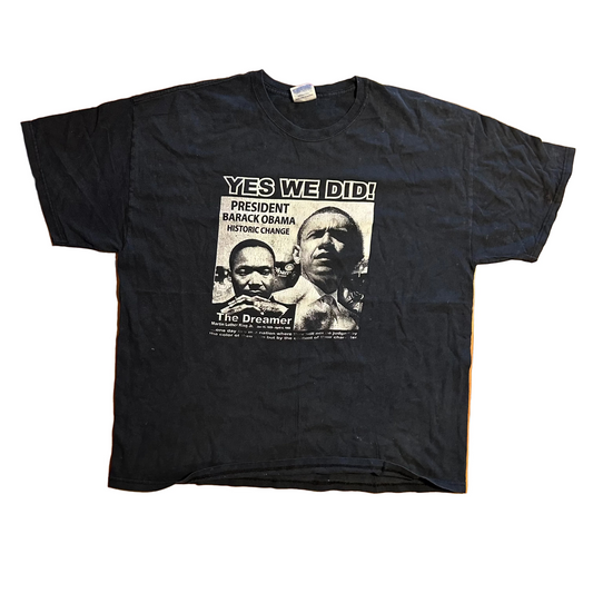Hanes Obama MLK Yes We Did Black Tshirt - XLarge - 25" x 29.5"