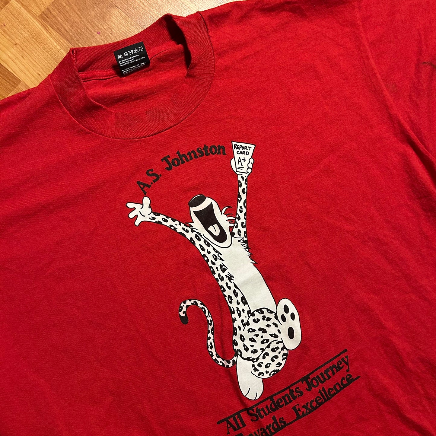 90’s FOTL Best Calvin Hobbes AS Johnson Students Journey Towards Excellence Red Tshirt - Large - 22" x 28"