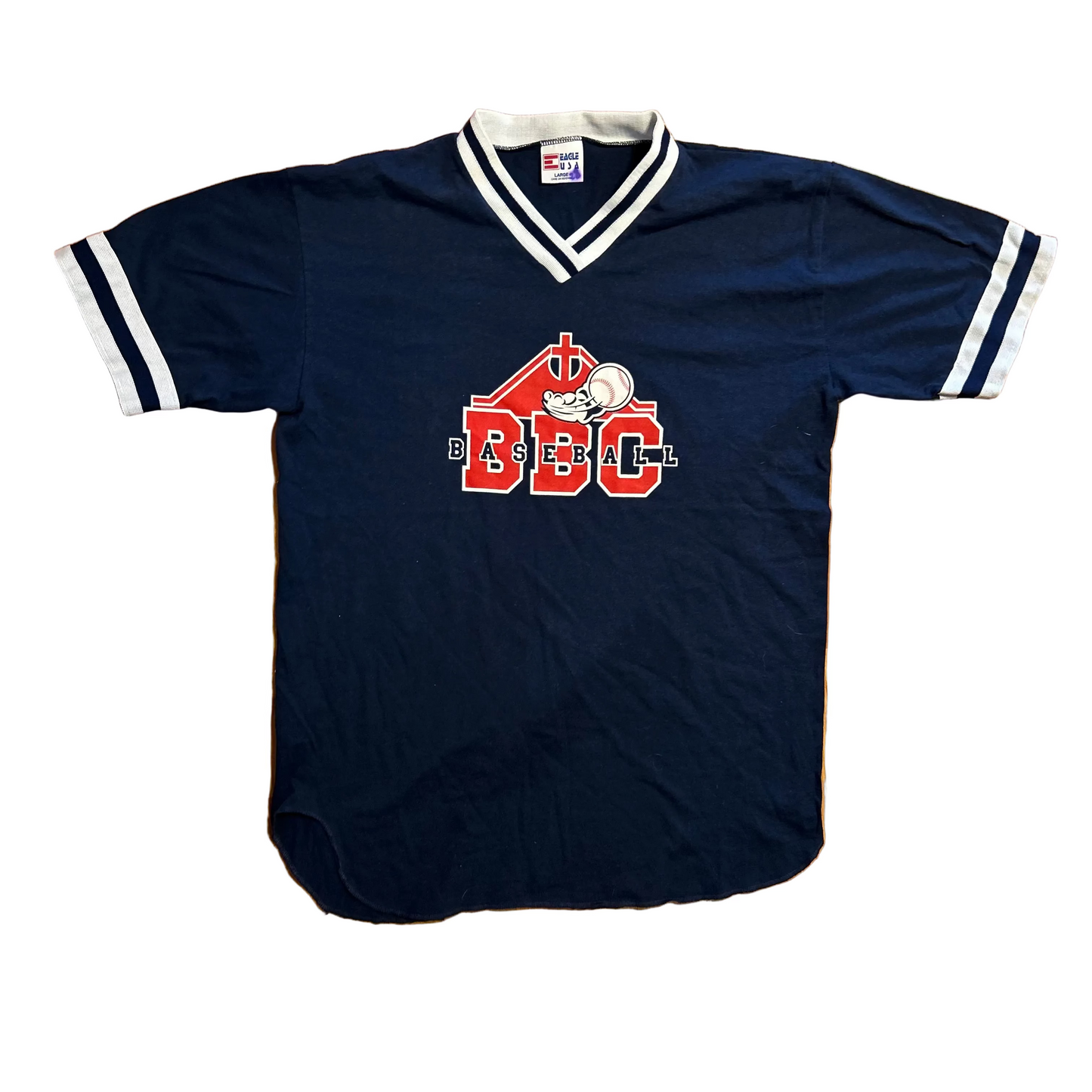 80/90’s BBC Baseball Navy Jersey Shirt - Medium - 21" x 29.5"