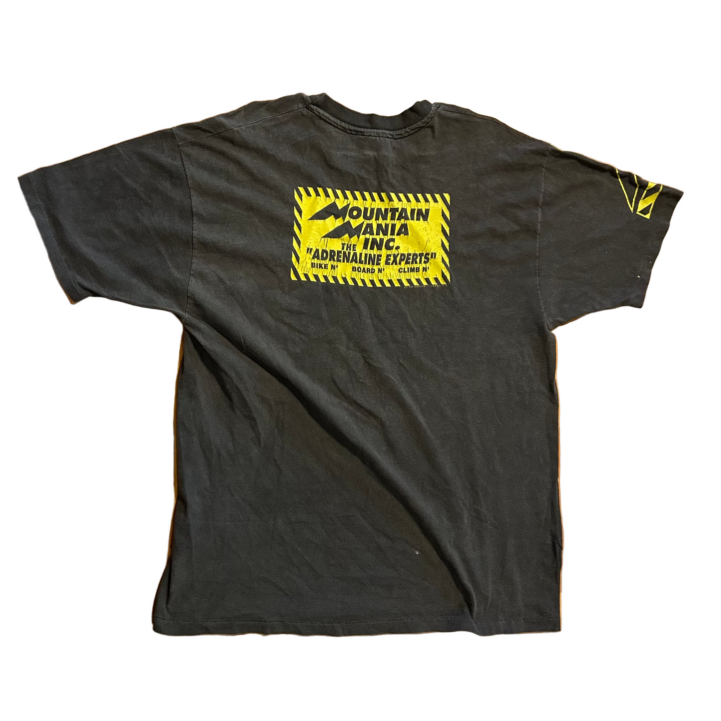 90's Mountain Mania Adrenaline Expert Black Tshirt - Large - 22" x 30"