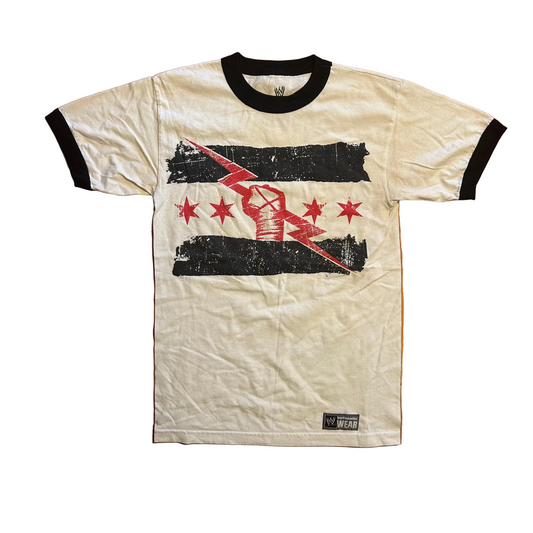 WWE CMPunk Best in the World White Black Ringer Tshirt - XSmall - 17" x 27"