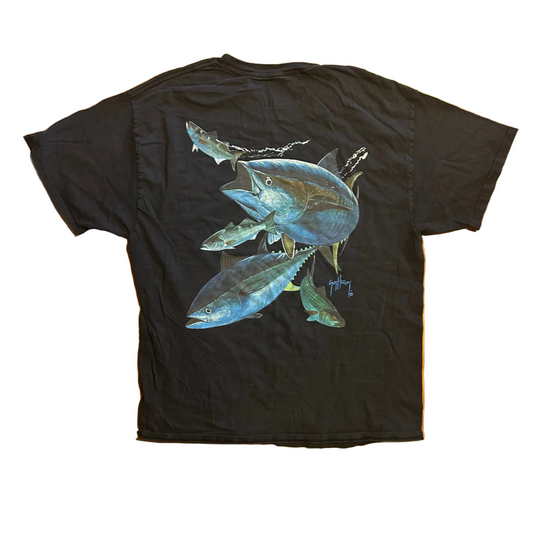 Guy Harvey Fishing Black Pocket Tshirt - Medium - 21" x 27"
