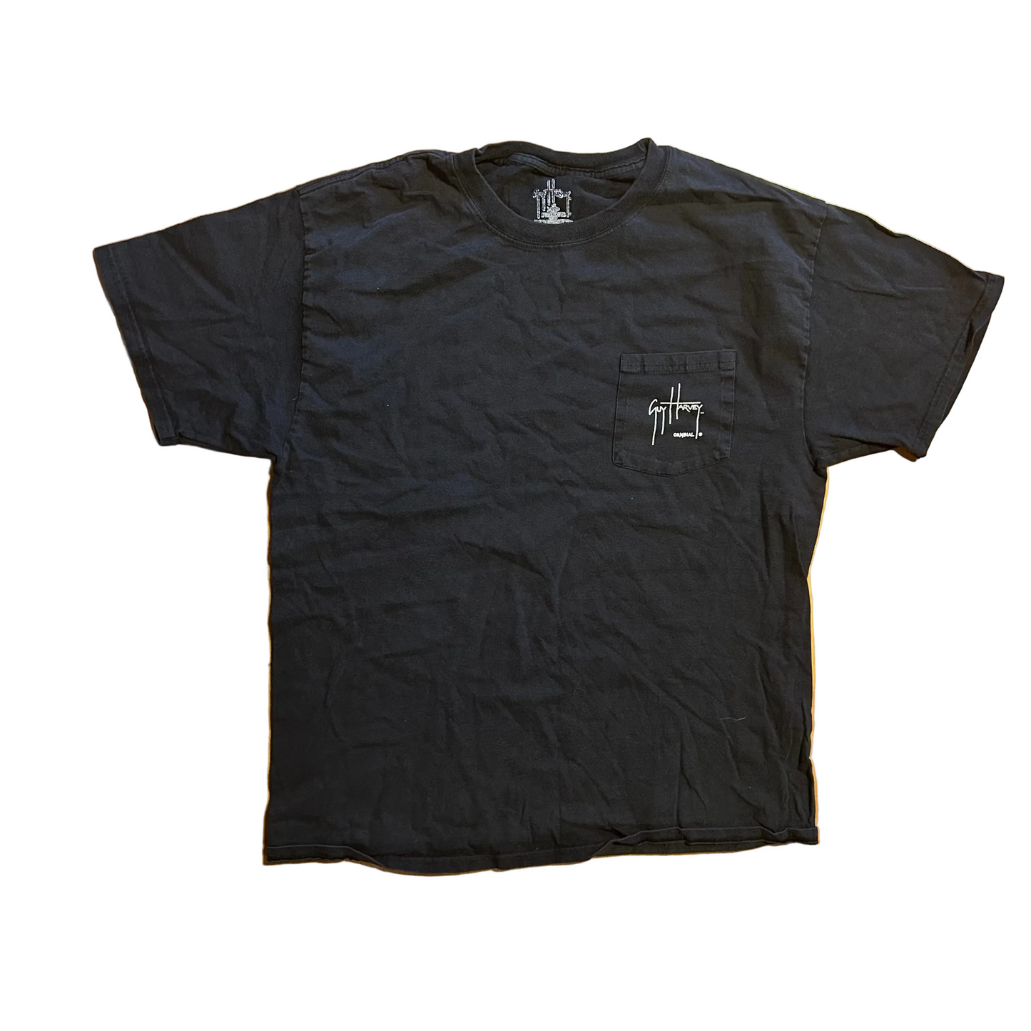Guy Harvey Fishing Black Pocket Tshirt - Medium - 21" x 27"