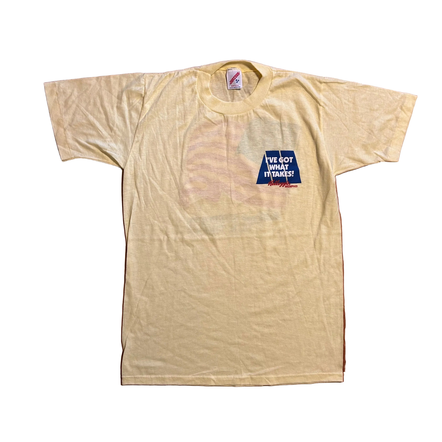80/90’s Jerzees Kellogg’s Supports Our Troops Yellow Tshirt - Small - 18" x 26.5"