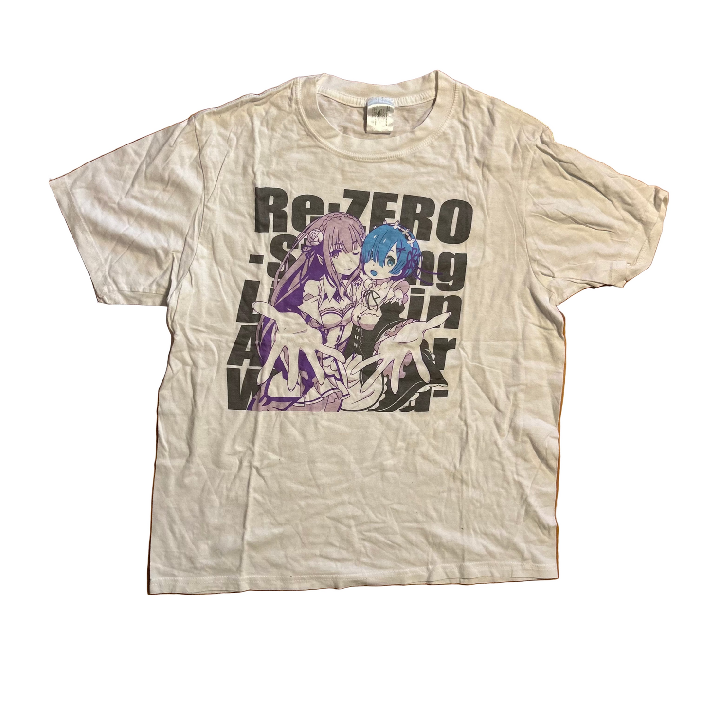 ReZero Japanese Anime White Tshirt - Medium - 20" x 24.5"