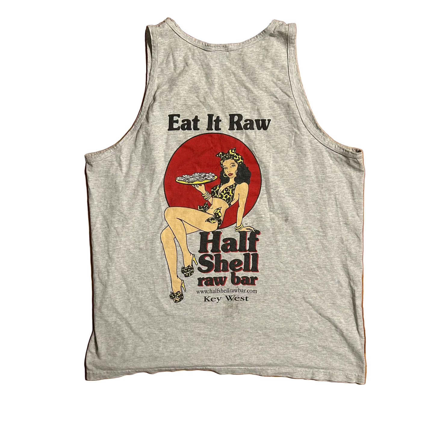 Anvil Eat it Raw Half Shell Raw Bar Grey Tank Top Shirt - Large - 22" x 28"
