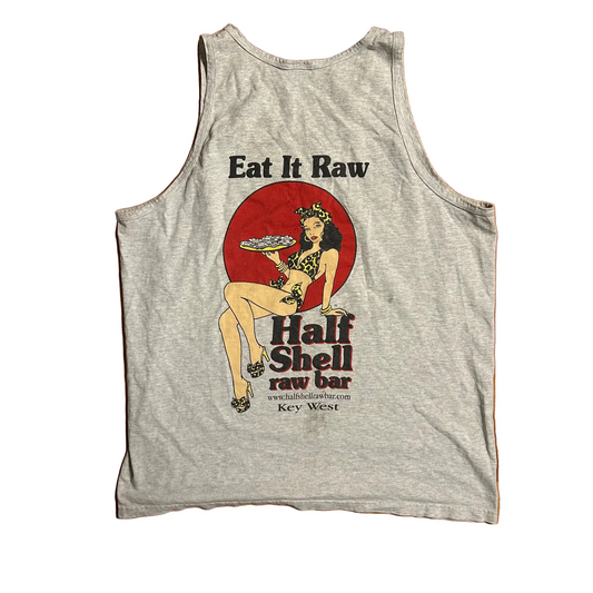 Anvil Eat it Raw Half Shell Raw Bar Grey Tank Top Shirt - Large - 22" x 28"
