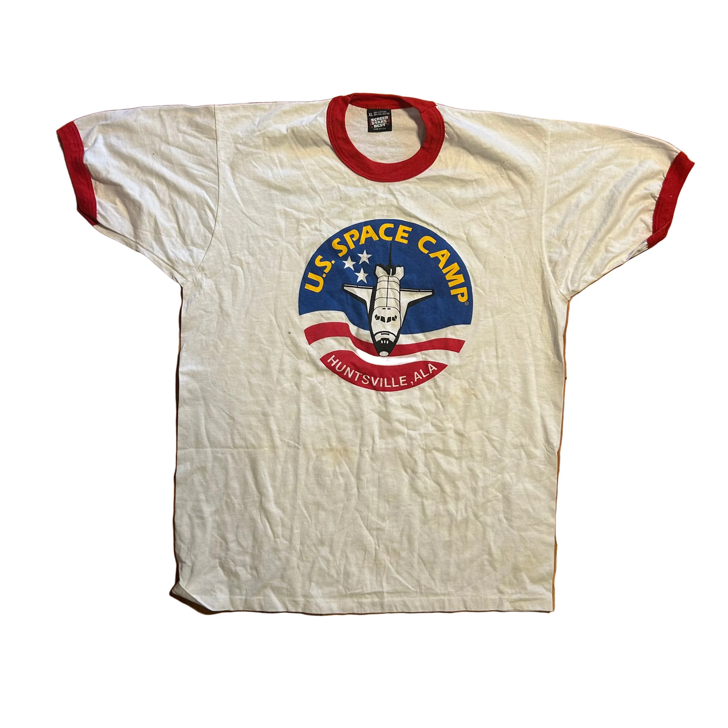 80’s Screen Stars Best US Space Camp Alabama Red Ringer Tshirt - Medium - 21.5" x 29"