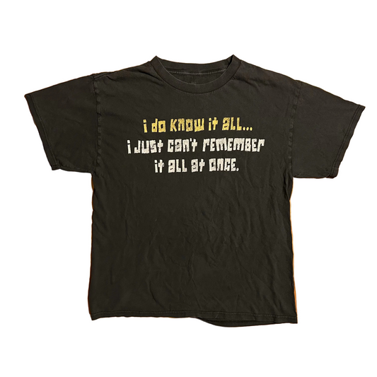 I Do Know it All I Just Can’t Remember Black Faded Grey Tshirt - Medium - 20" x 28"