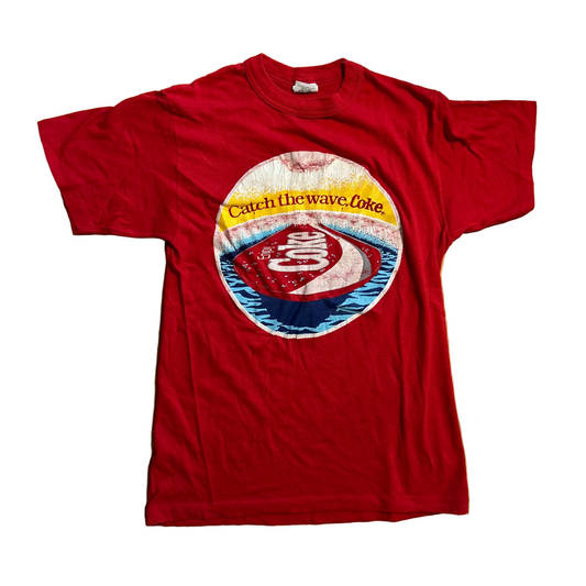 80's Catch The Wave Coke Coca Cola Red Tshirt - XSmall - 16" x 24.5"
