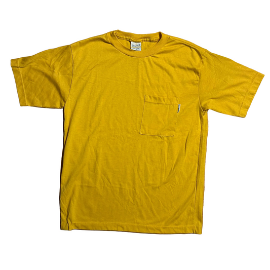 80/90’s Classic 2 Class Yellow Blank Pocket Tshirt - Small - 19" x 26"