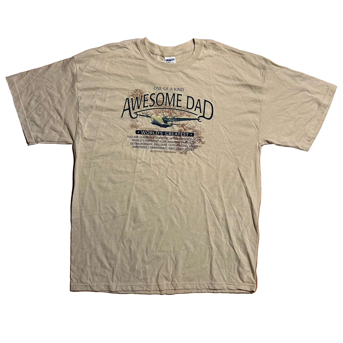 NWT Brand New Awesome Dad World’s Greatest Cream Tan Tshirt - XLarge - 24" x 32"