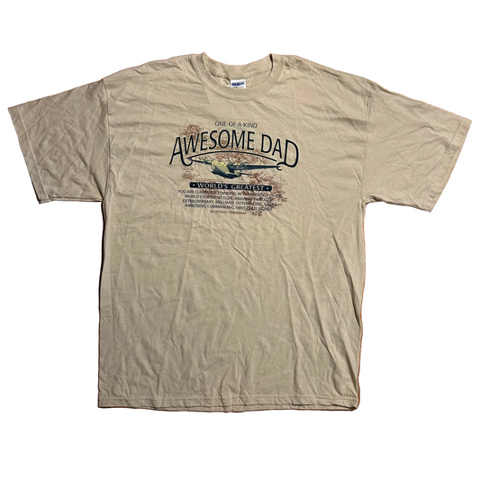 NWT Brand New Awesome Dad World’s Greatest Cream Tan Tshirt - XLarge - 24" x 32"