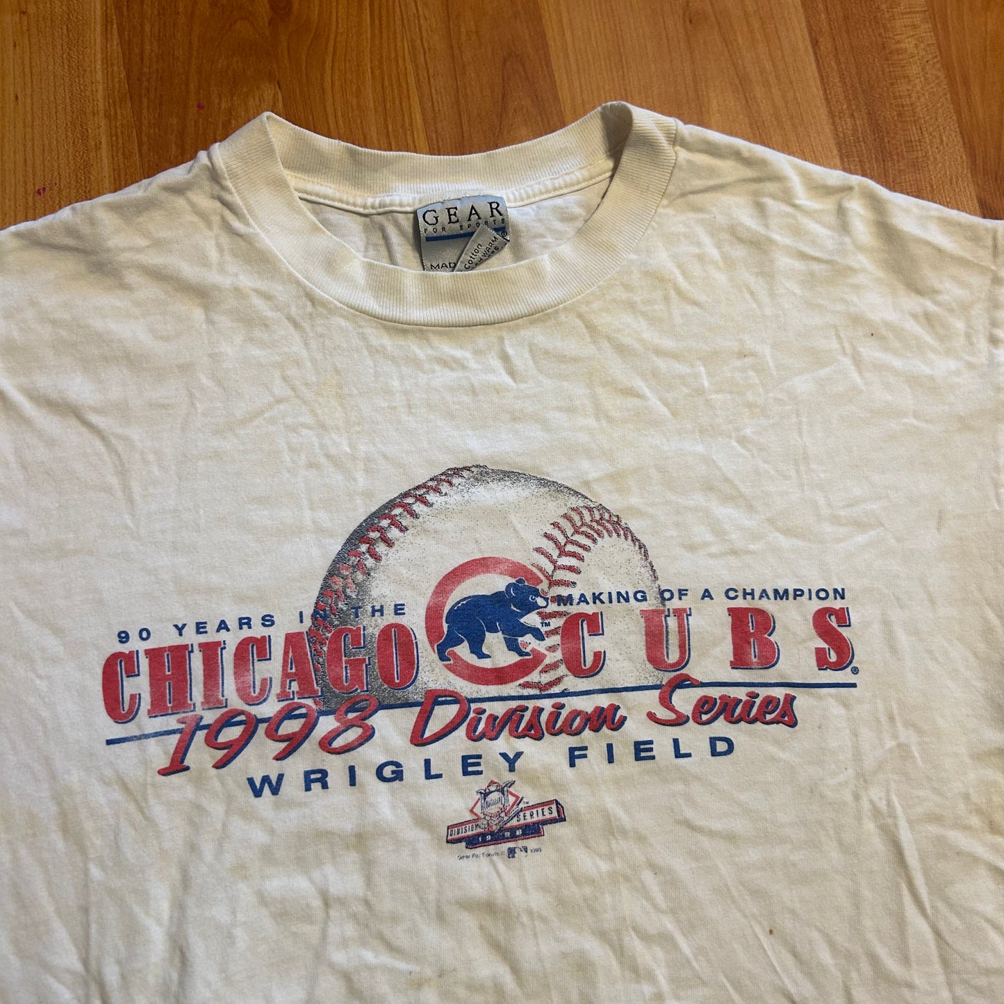 90’s Chicago Cubs Division Series White Tshirt - Medium - 21" x 28.5"