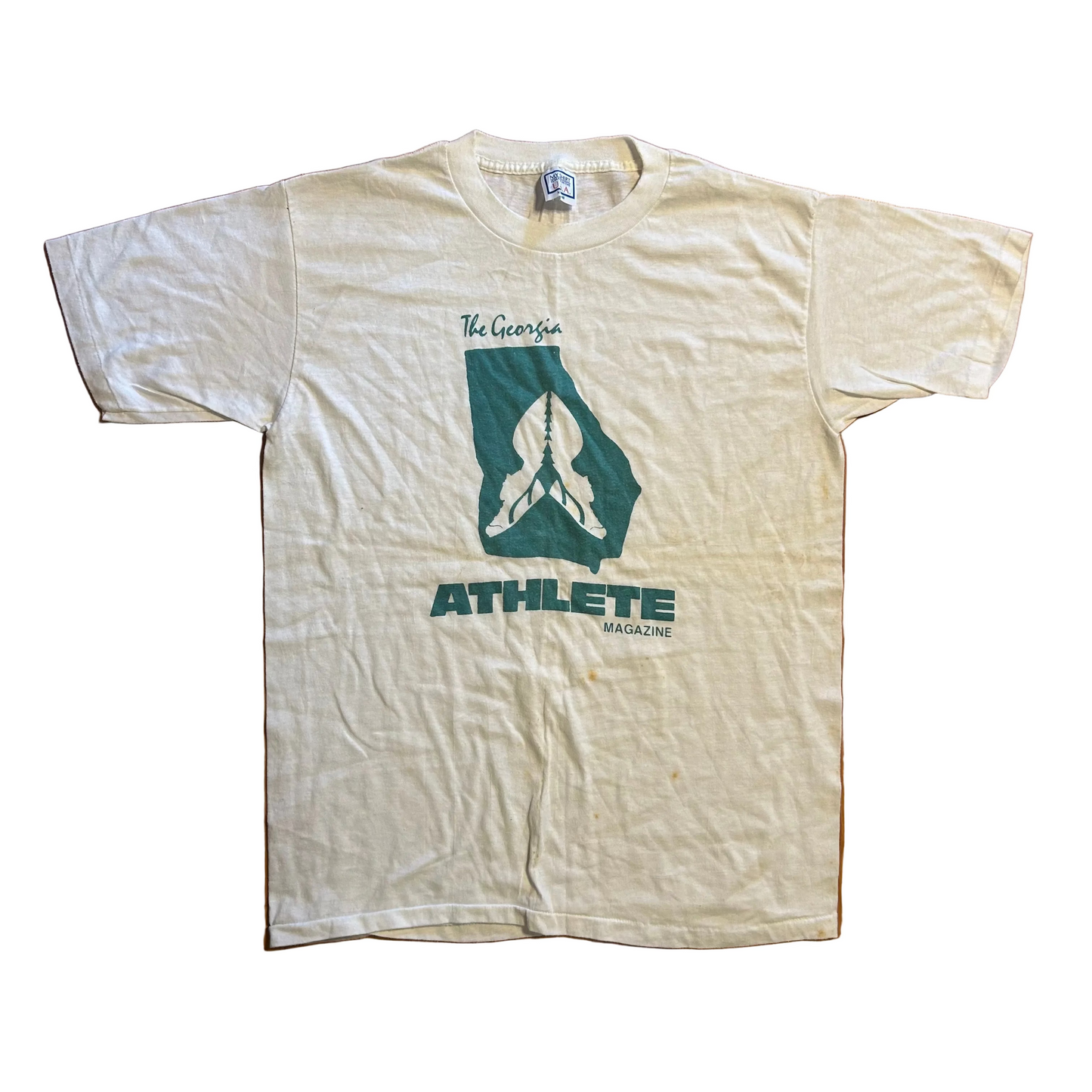 80/90’s Georgia Athlete Magazine White Tshirt - Medium - 20" x 28"