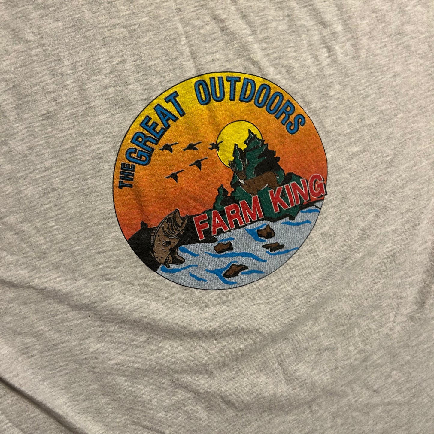 Jerzees The Great Outdoors Farm King Grey Tshirt - Large - 23" x 29.5"