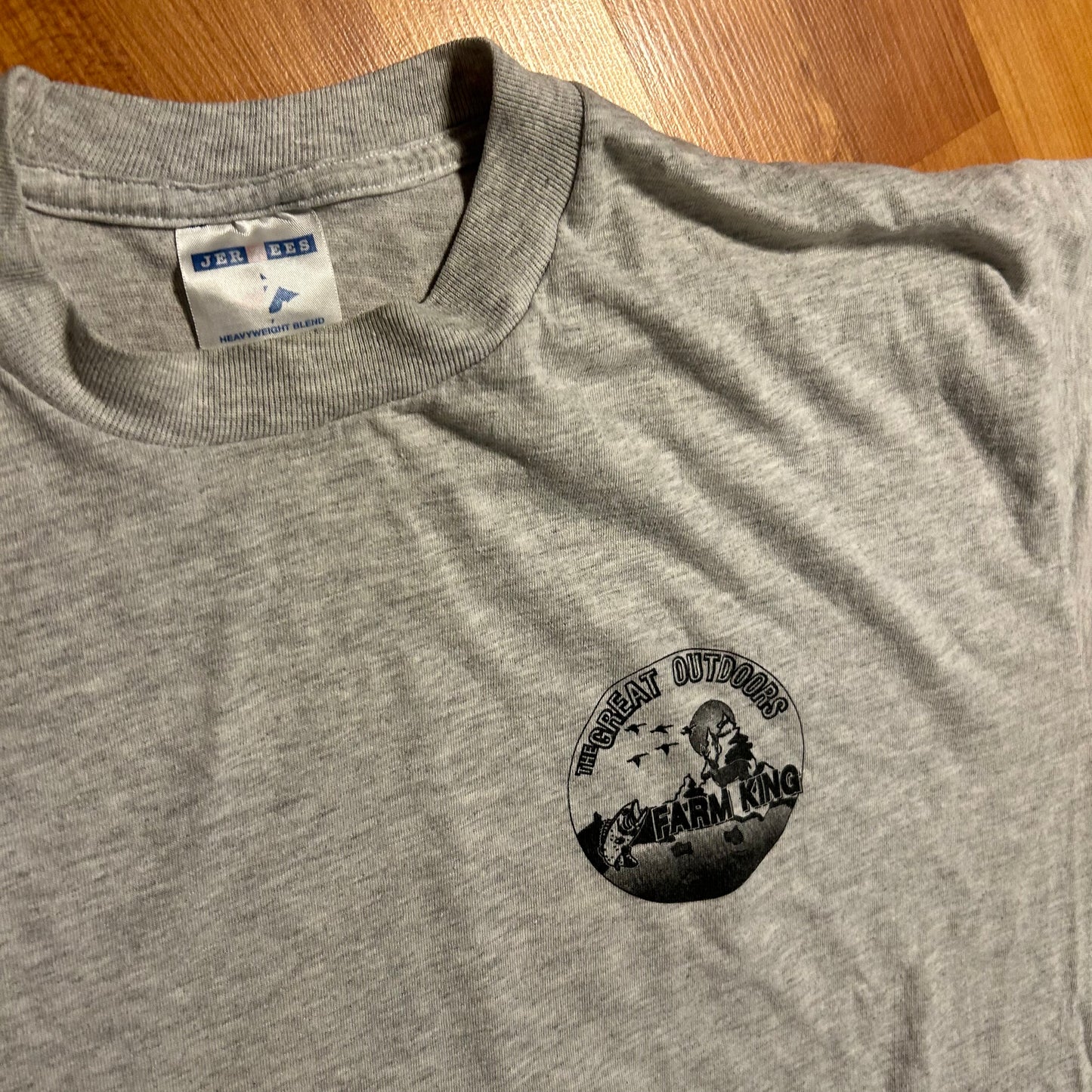Jerzees The Great Outdoors Farm King Grey Tshirt - Large - 23" x 29.5"