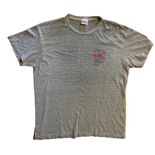 70/80’s Hanes Poly Cotton Hospital Grey Paper Thin Tshirt - Medium - 20" x 26"
