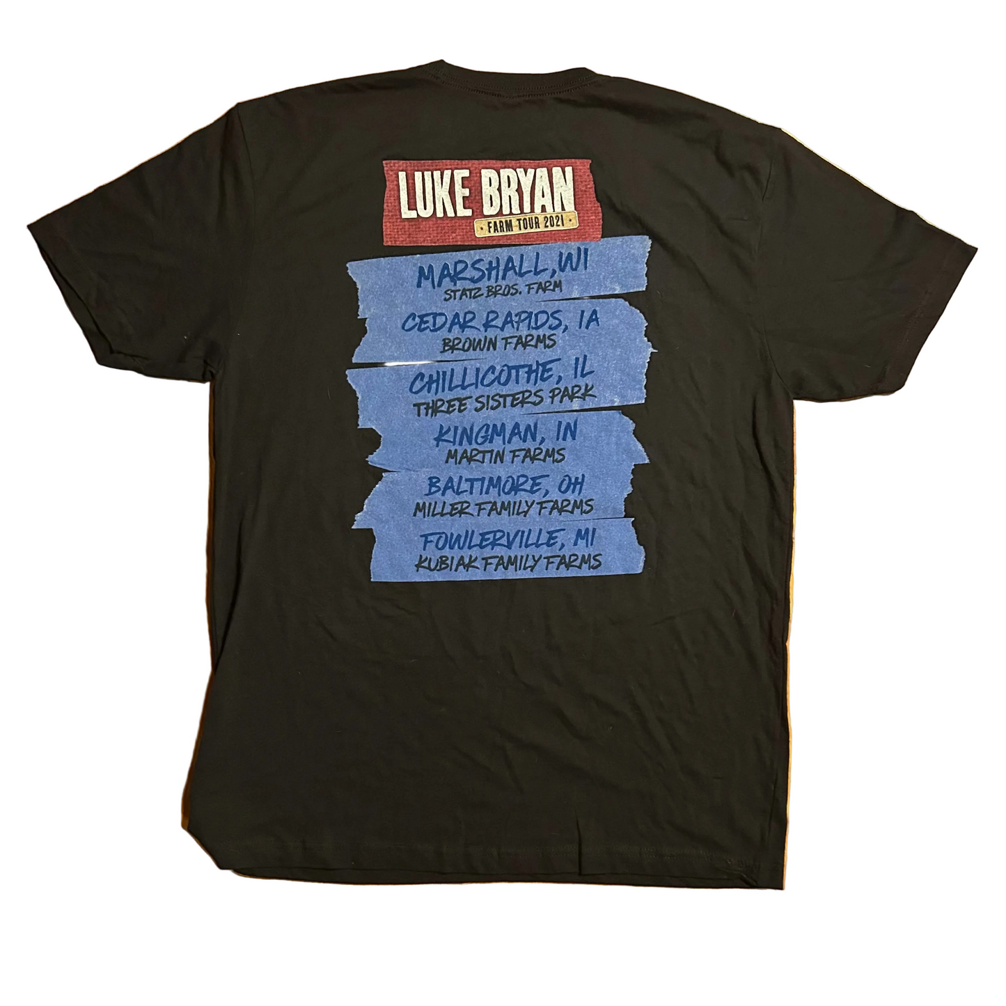 Luke Bryan 2021 Farm Tour Country Black Tshirt - Large - 23" x 31"