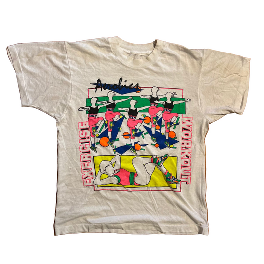 80/90's Exercise Aerobics Workout White Tshirt - Small - 18" x 22"