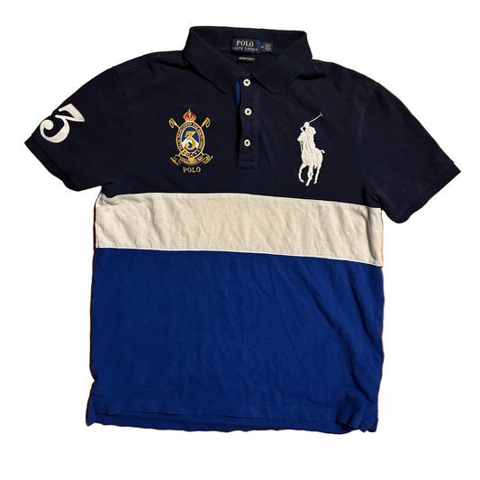 Polo Ralph Lauren Navy Blue White Collared Shirt - Small - 19.5" x 25"