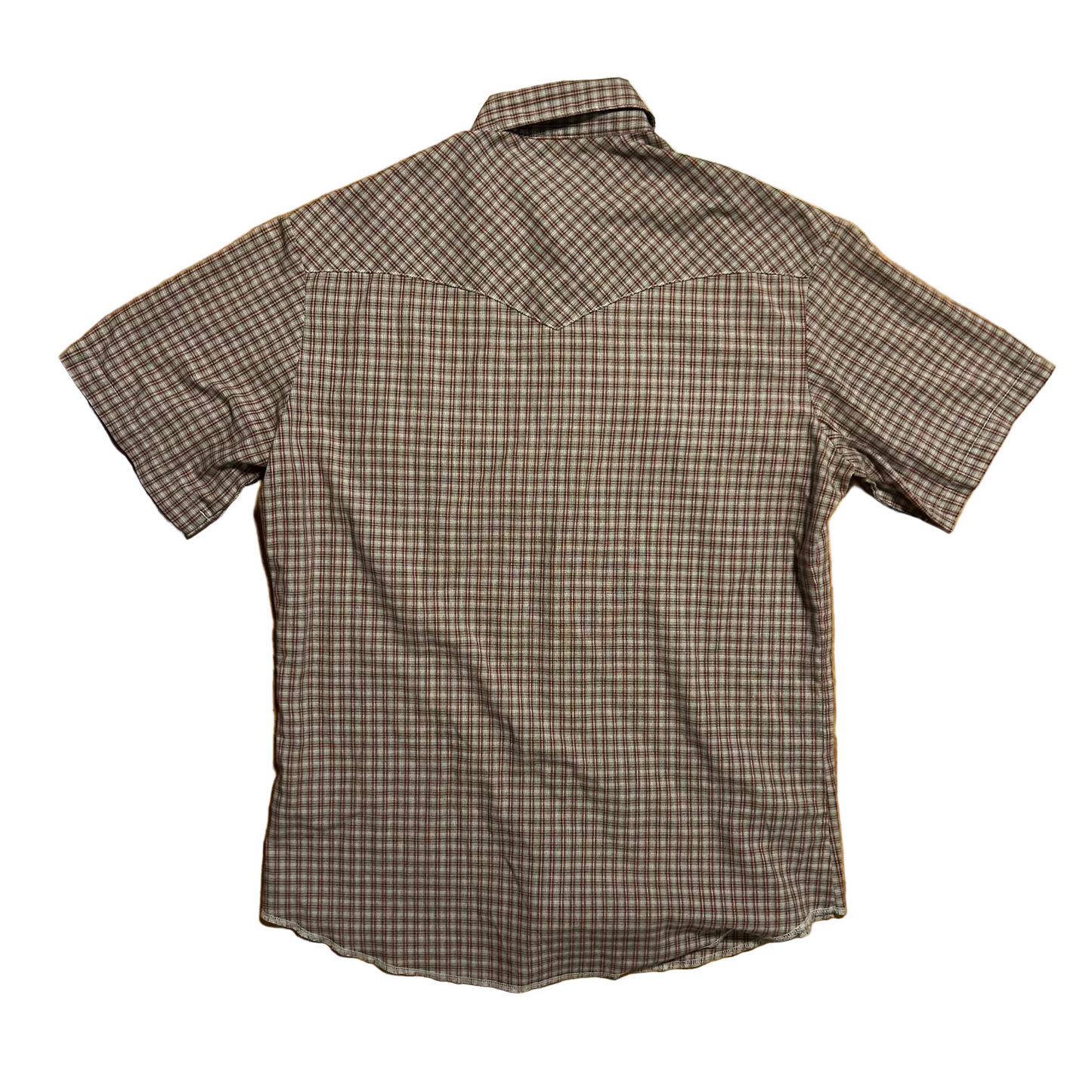Wrangler Western Shirts Pearl Snap Button Up Red Short Sleeve Shirt - Large - 22" x 29.5"