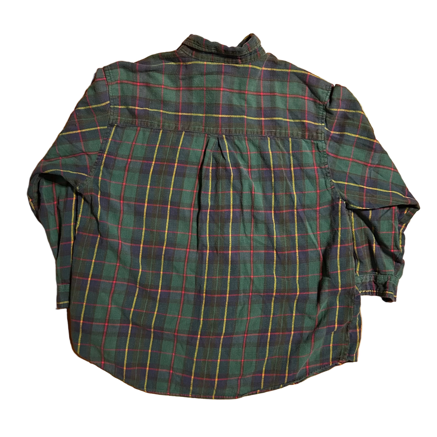 Green Navy Button Up Flannel Shirt - Large - 23" x 29"