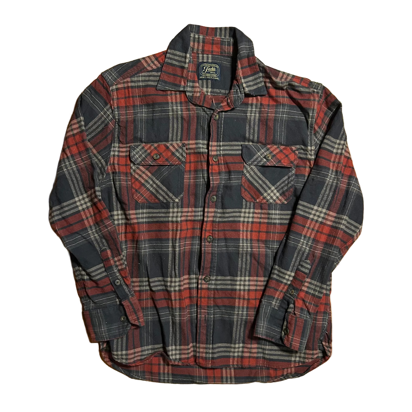 Jacks Mfg Red Flannel Cotton Button Up Shirt - Large - 23" x 30"