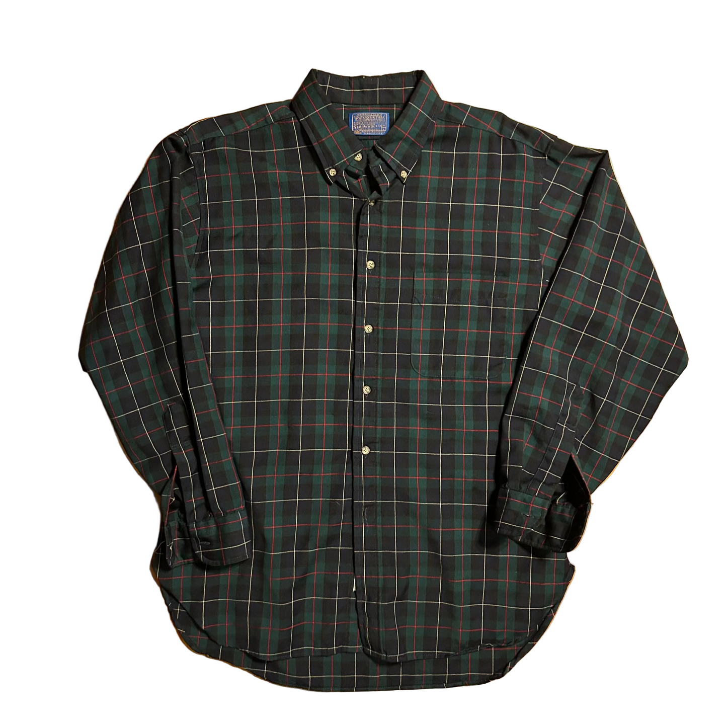 90’s Pendleton Wool Green Button Down Shirt - XLarge - 24.5" x 32"