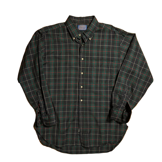 90’s Pendleton Wool Green Button Down Shirt - XLarge - 24.5" x 32"