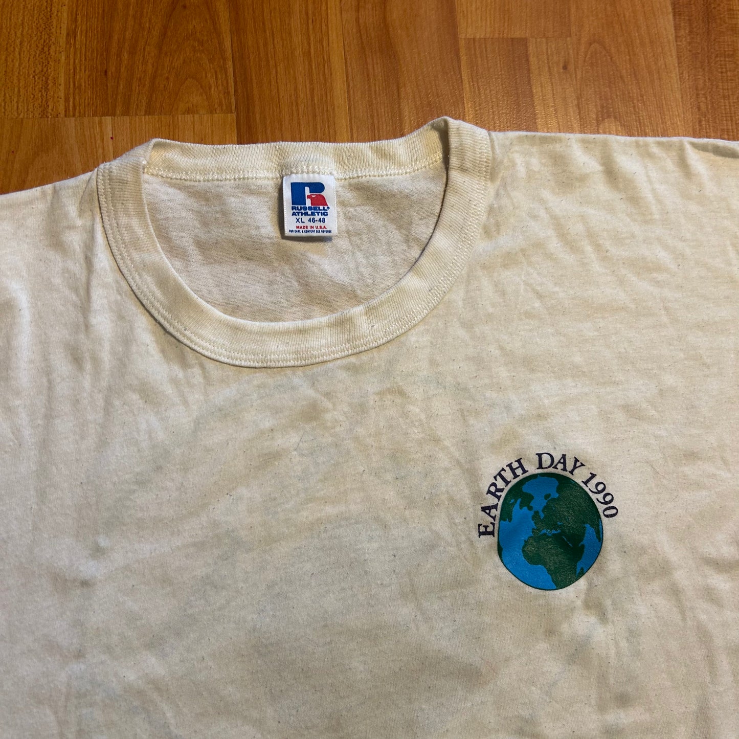 80/90’s Russell Athletic Save The Rain Forests Earth Day 1990 White Tshirt - Large - 23" x 27"