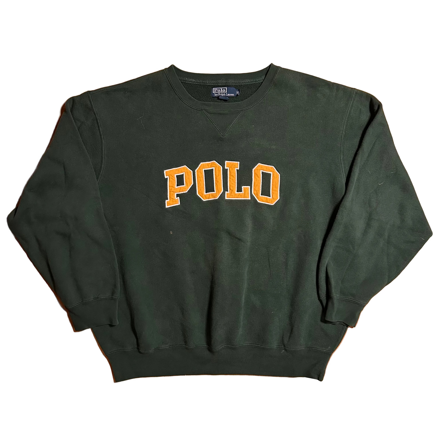 Polo Ralph Lauren Green Spellout Crewneck Sweatshirt - XLarge - 29.5" x 29"