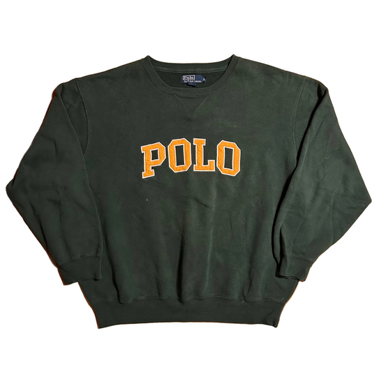 Polo Ralph Lauren Green Spellout Crewneck Sweatshirt - XLarge - 29.5" x 29"