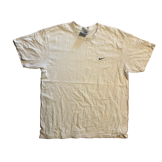 00’s Nike Mini Swoosh White Embroidered Tshirt - Medium - 21" x 27"