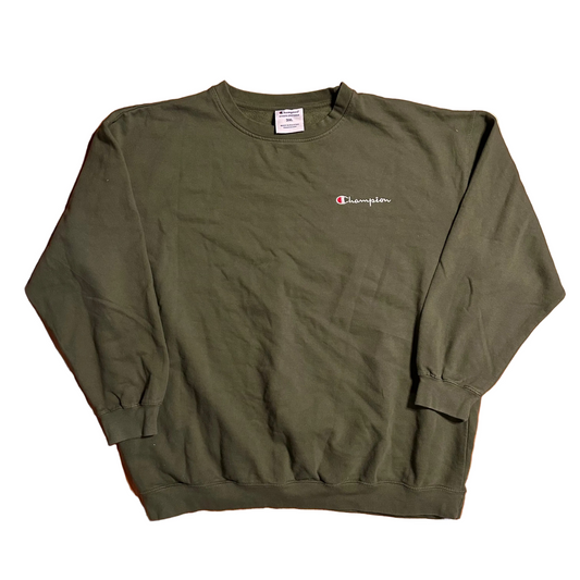 Champion Green Embroidered Logo Crewneck Sweatshirt - XLarge - 28" x 30"