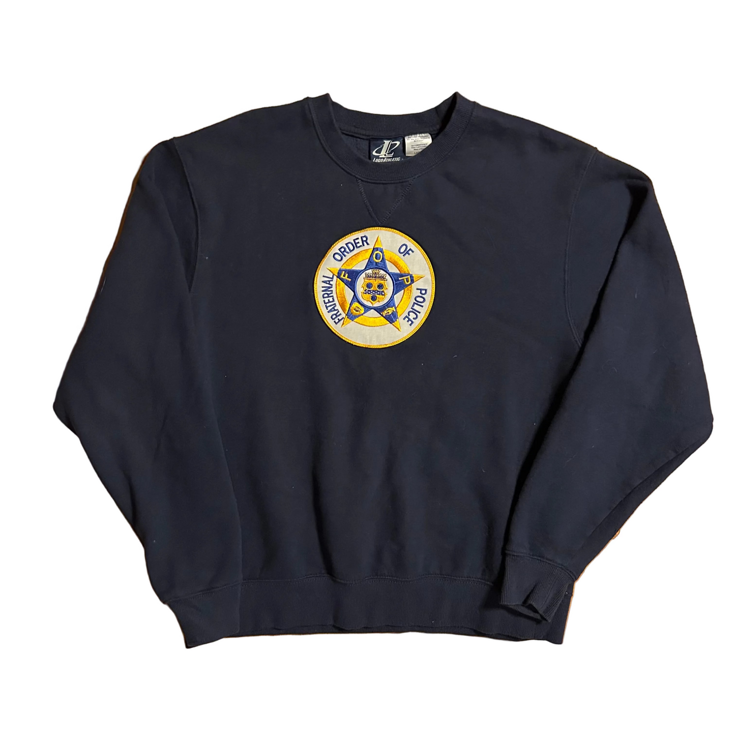 Reebok Logo Athletic Fraternal Order of Police Navy Blue Crewneck Sweatshirt - Large - 22" x 26"