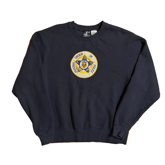 Reebok Logo Athletic Fraternal Order of Police Navy Blue Crewneck Sweatshirt - Large - 22" x 26"