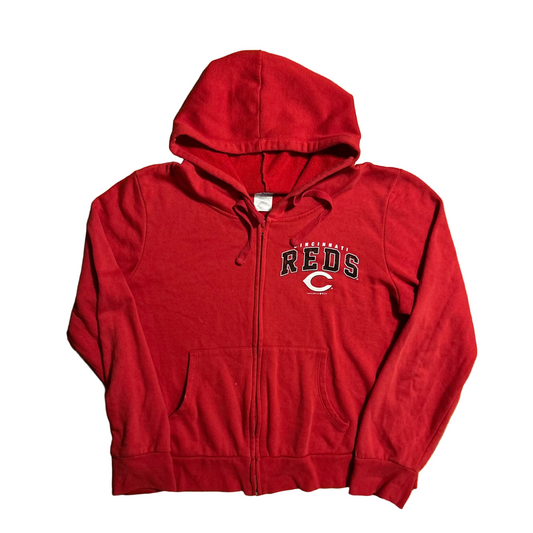 Cincinnati Reds MLB Baseball Red Zip Up Hoodie Sweatshirt - Large - 22" x 24"
