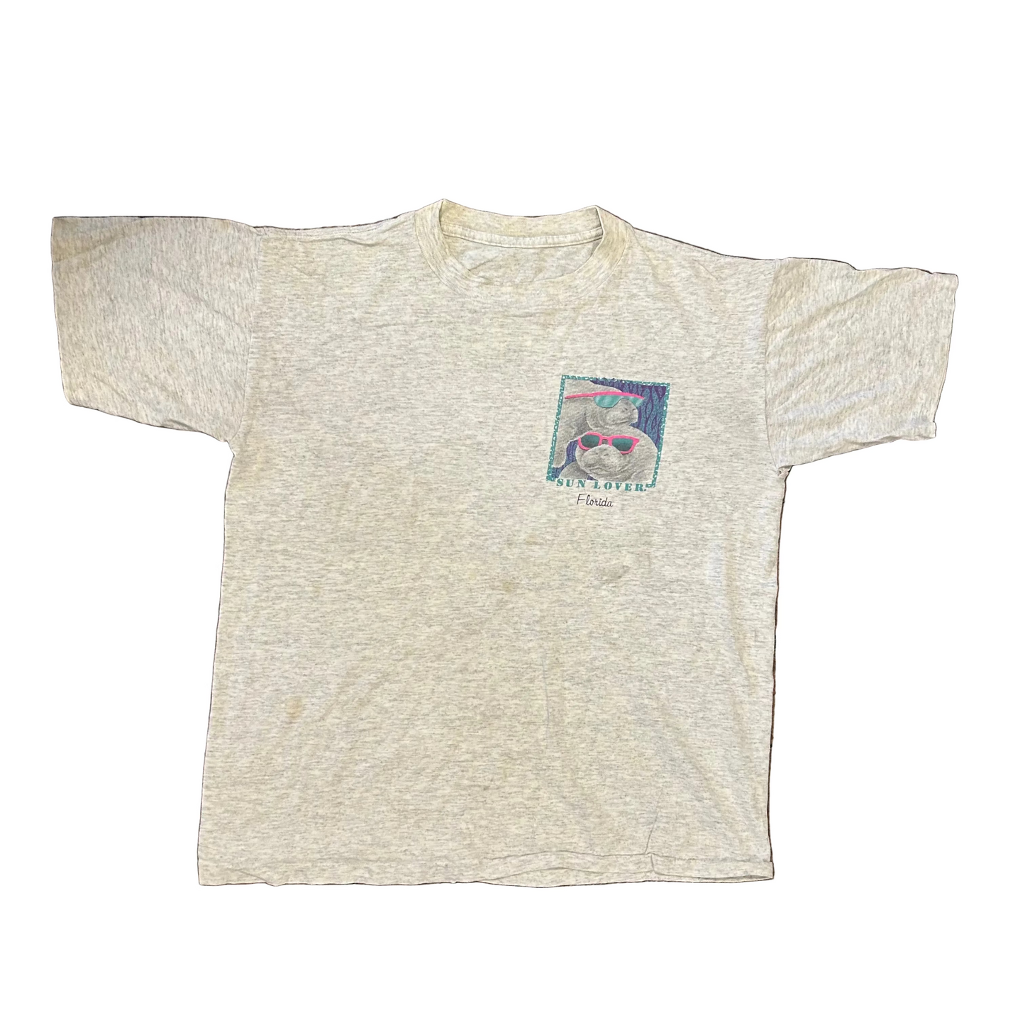 80/90’s Manatee Sun Lover Extinction is Forever Florida Grey Tshirt - Large - 22" x 26"