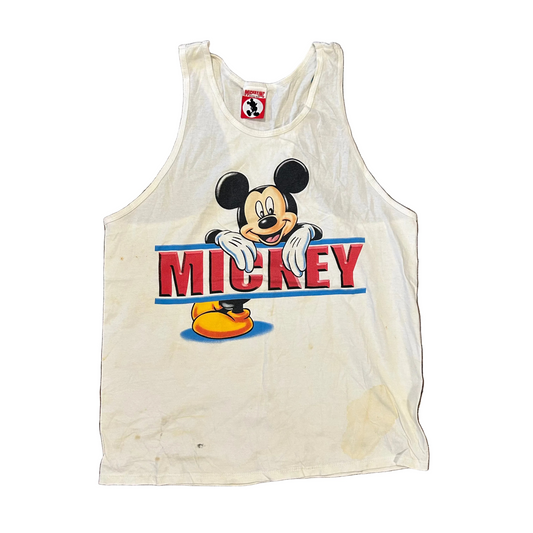 80/90’s Mickey Inc Disney White Tanktop Shirt - Medium - 21" x 29"