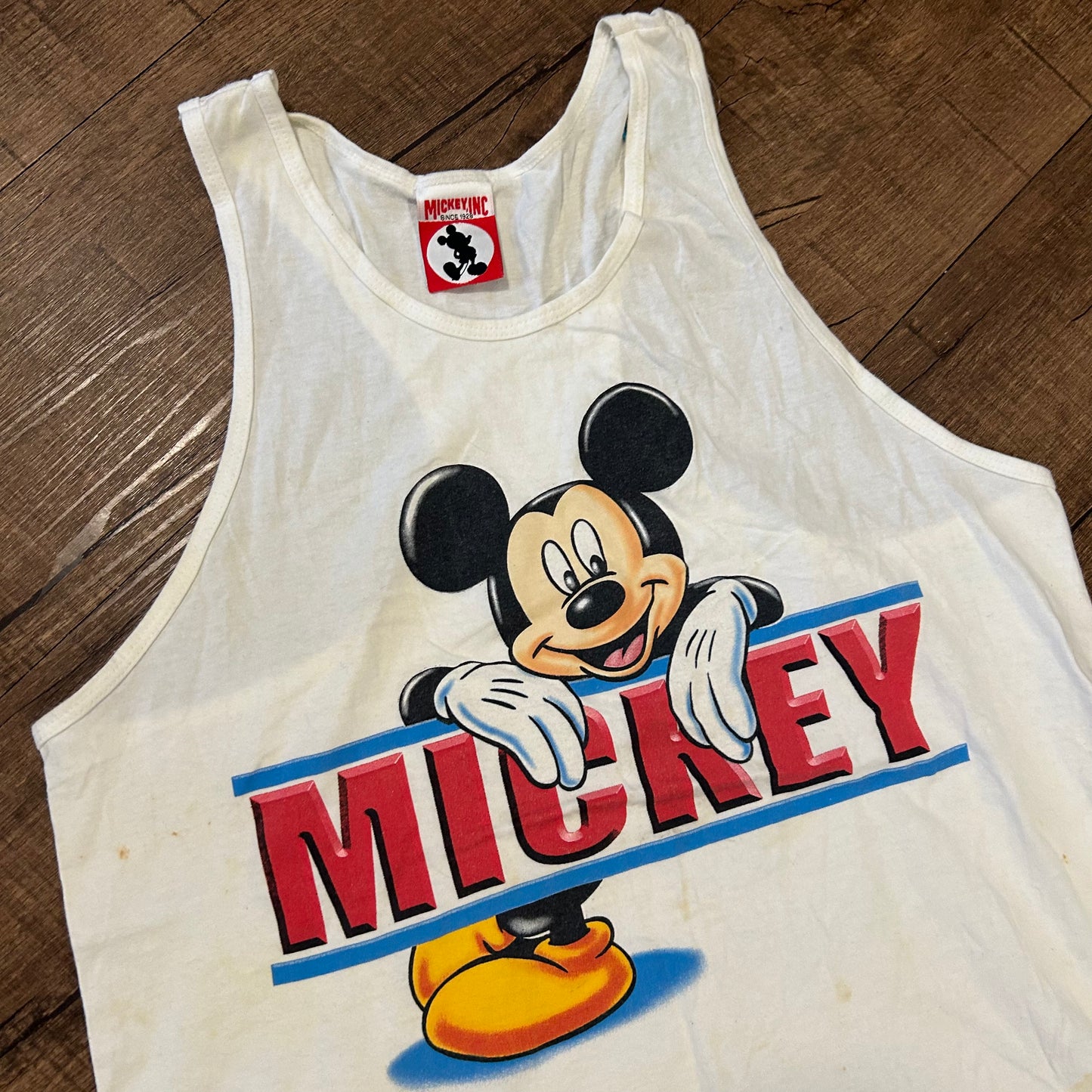 80/90’s Mickey Inc Disney White Tanktop Shirt - Medium - 21" x 29"