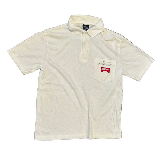 80’s William Pilkington Marlboro Signed White Pocket Collared Shirt - Small - 18" x 24"