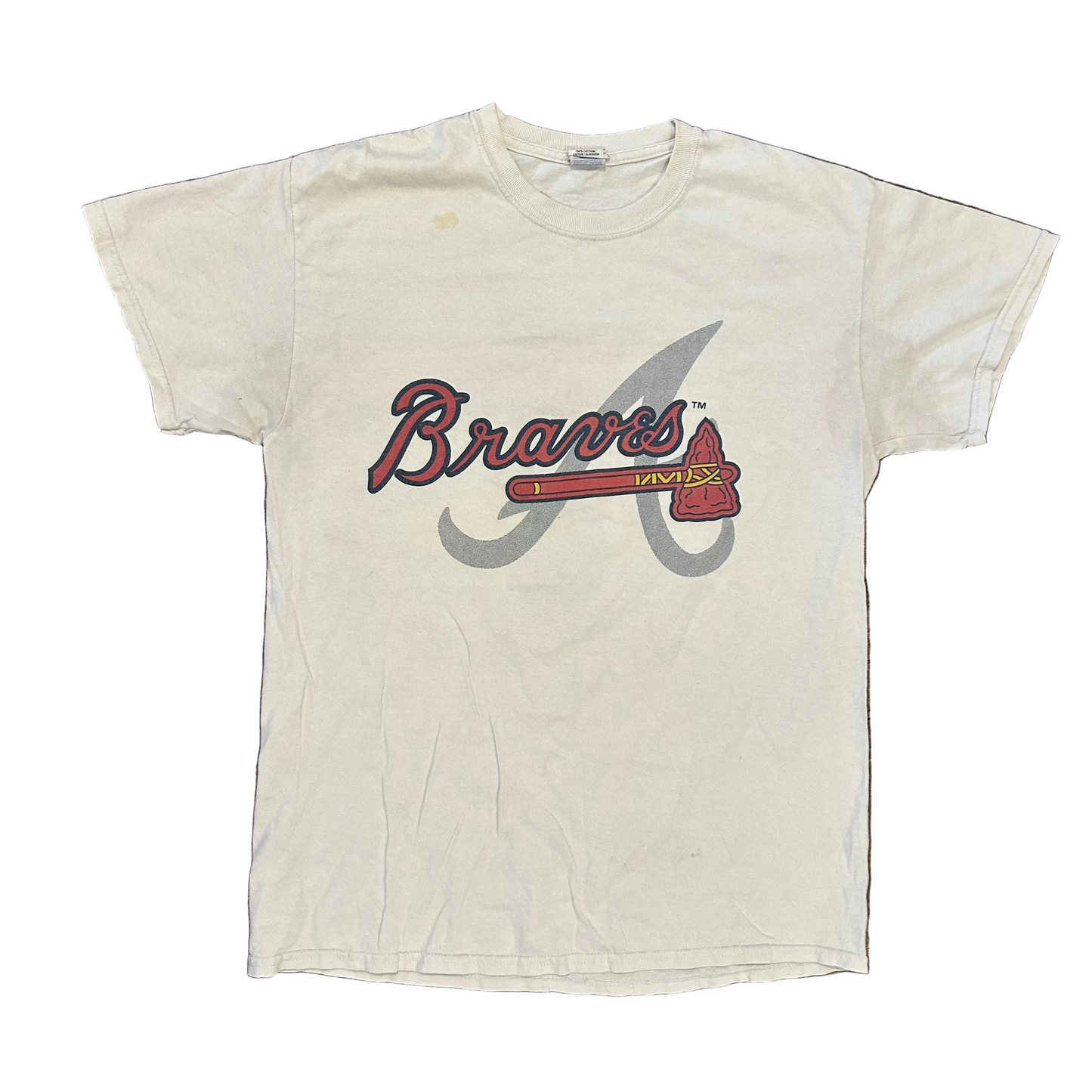Atlanta Braves Chevrolet White Tshirt - Small - 19" x 27"