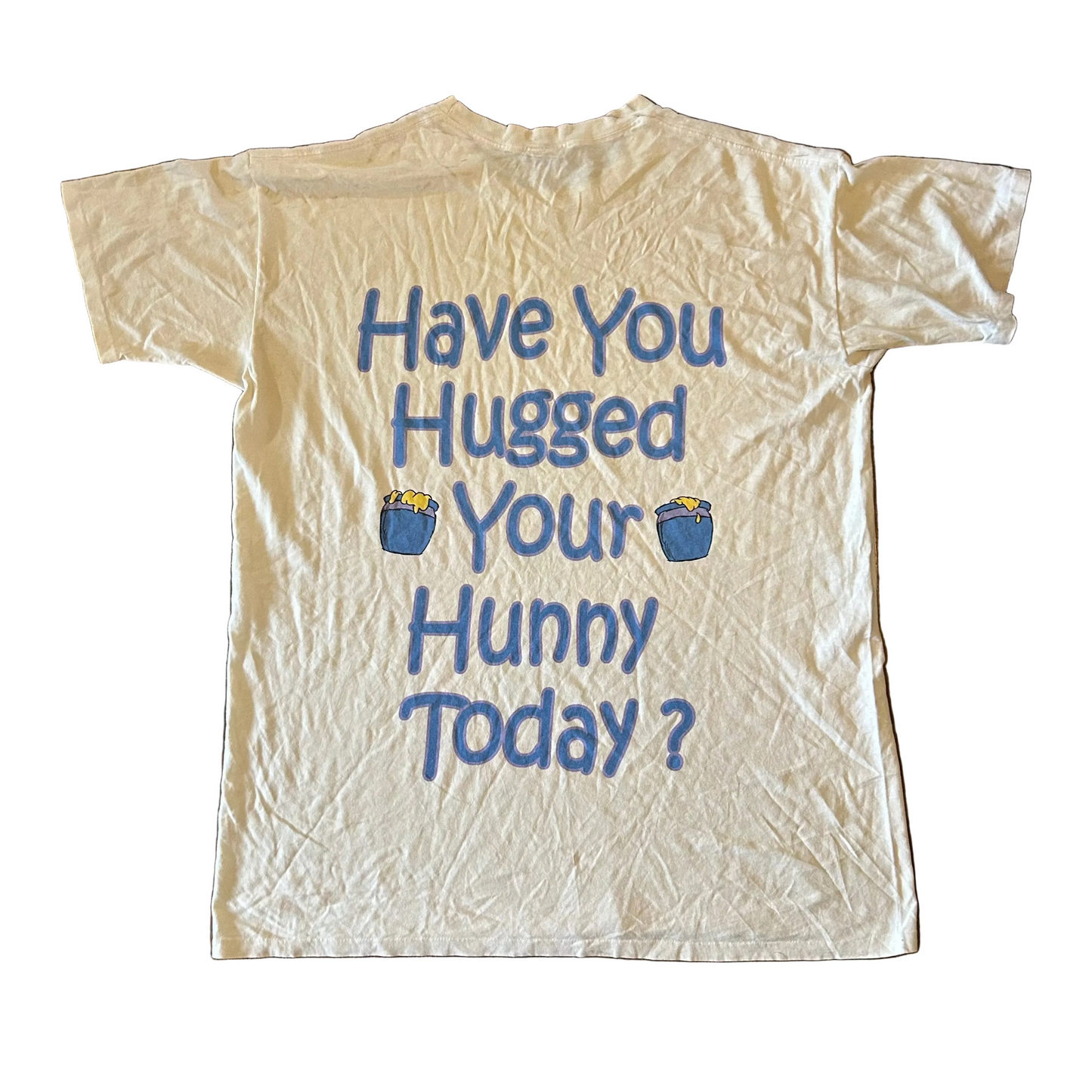 90’s Disney Winnie The Pooh Hug Your Hunny White Tshirt - XLarge - 26" x 34.5"