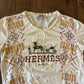 Hermes Paris Designer White VNeck Tshirt - Small - 18" x 24.5"