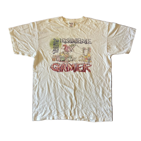90’s Oneita Truly Extreme Gamer White Tshirt - Large - 23" x 30"